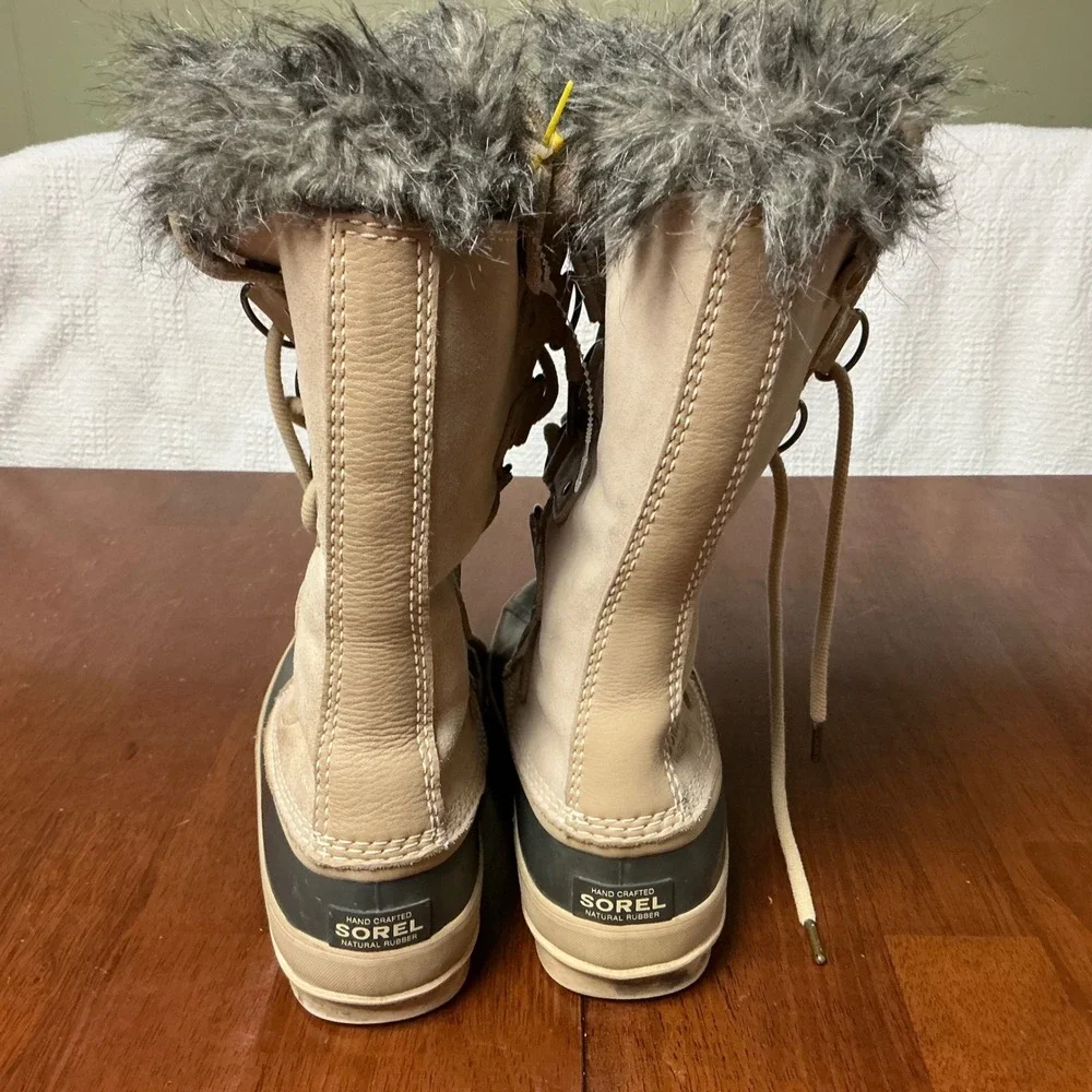 Sorel Joan of Arctic Women 9 Waterproof Winter Snow Boots Faux Fur Beige 1708741